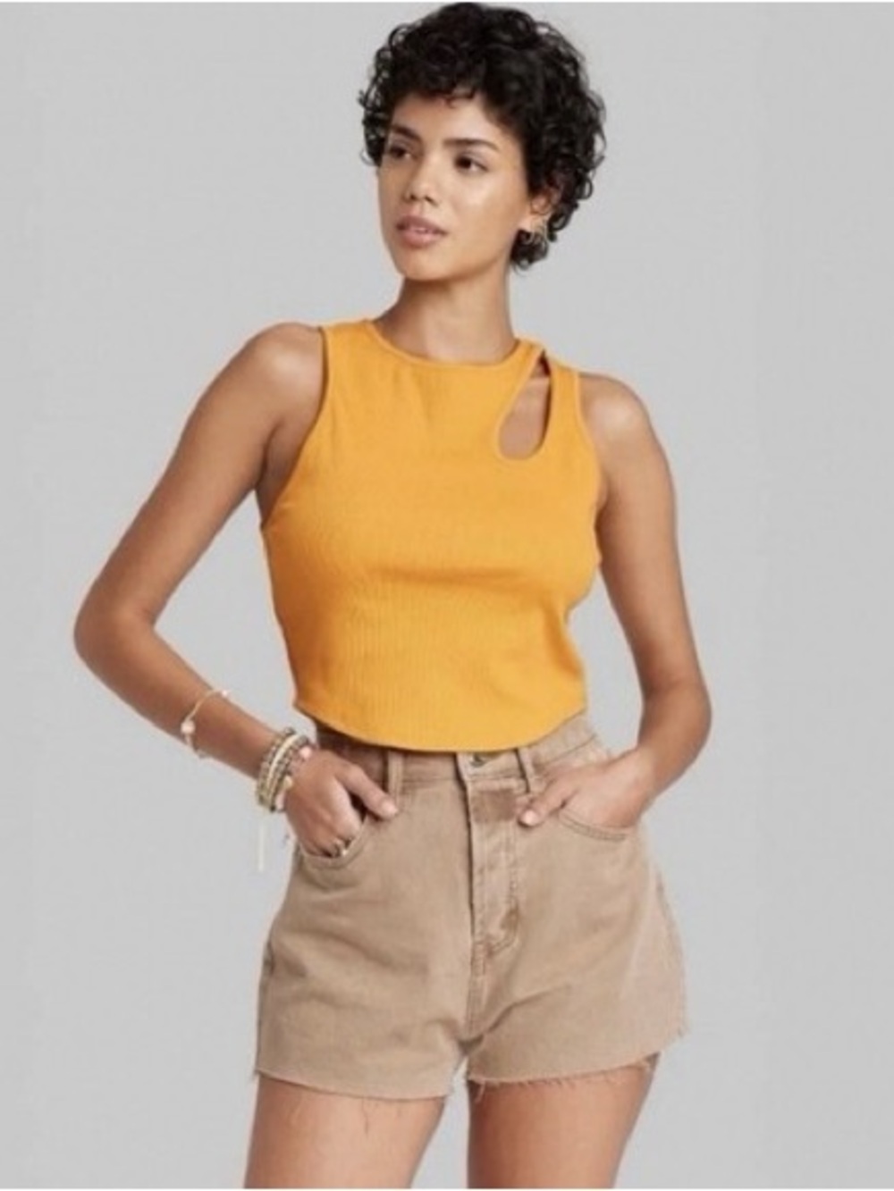 Orange Cutout Tank Top